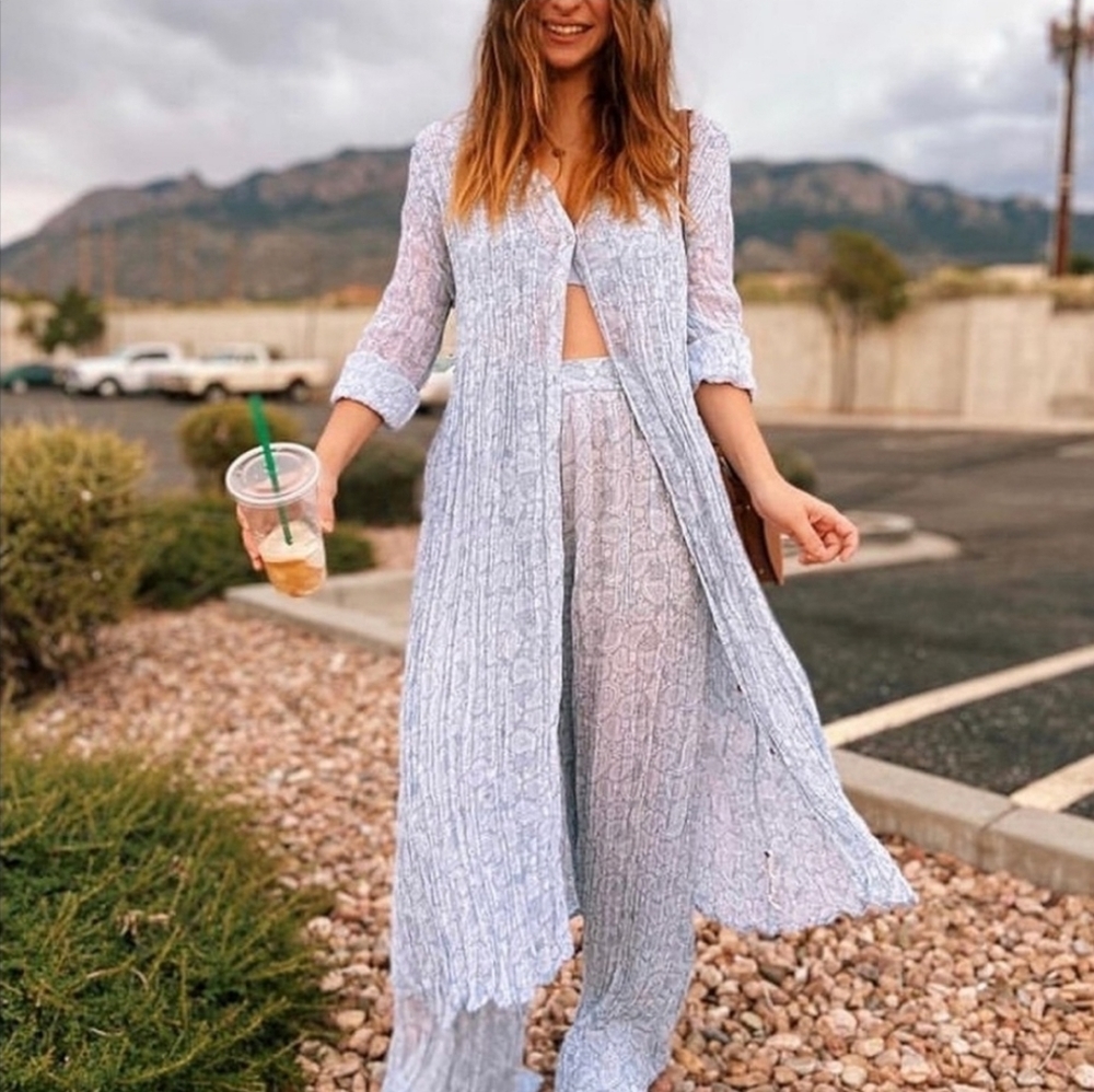 Zara Semi Sheer Wrinkled Button Down Dress - Picture 5 of 16